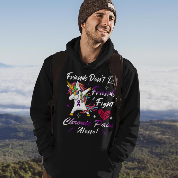 Friends Dont Let Friends Fight Chronic Pain Alone Unicorn Purple Ribbon Chronic Pain Support Chronic Pain Awareness Hoodie Lifestyle