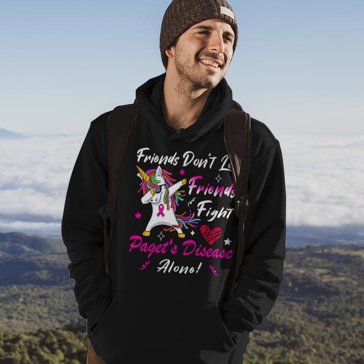 Friends Dont Let Friends Fight Pagets Disease Alone Unicorn Pink Ribbon Pagets Disease Pagets Disease Awareness Hoodie Lifestyle