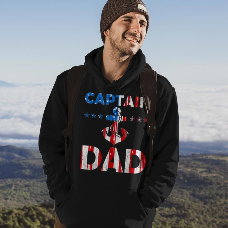 Funny Captain Dad Boat Owner American Flag 4Th Of July Hoodie Lifestyle