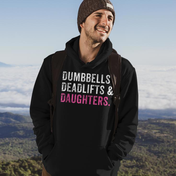Funny Gym Workout Fathers Day Dumbbells Deadlifts Daughters Hoodie Lifestyle