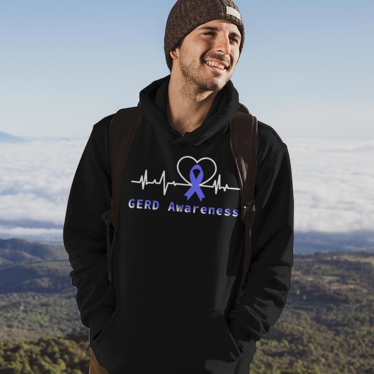 Gerd Awareness Heartbeat Periwinkle Blue Ribbon Gastroesophageal Reflux Disease Gerd Awareness Hoodie Lifestyle