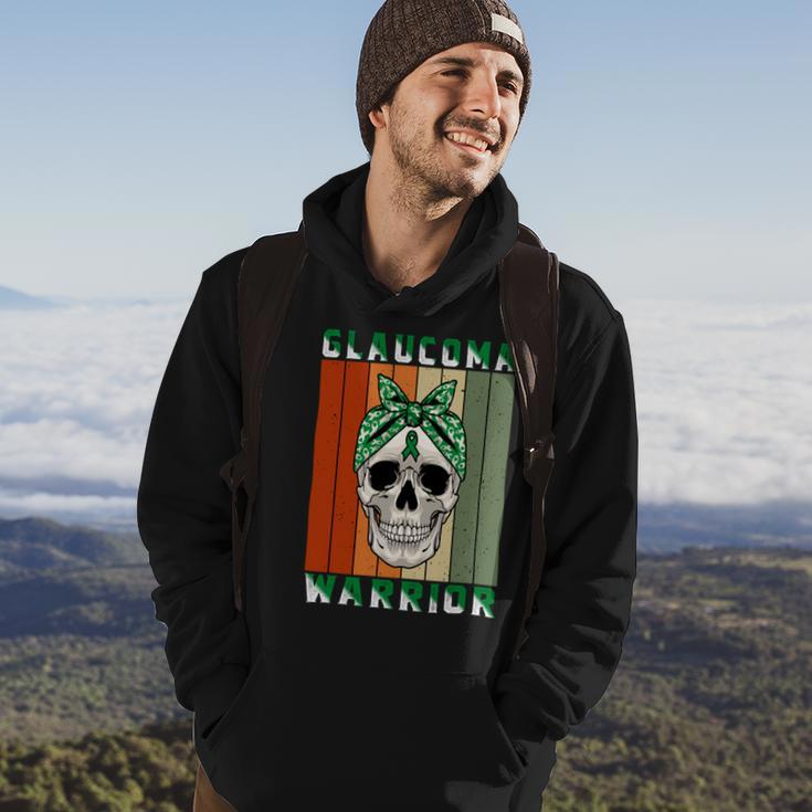 Glaucoma Warrior Skull Women Vintage Green Ribbon Glaucoma Glaucoma Awareness Hoodie Lifestyle