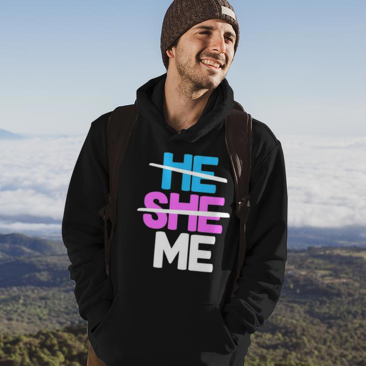 He She Me Nonbinary Non Binary Agender Queer Trans Lgbtqia Hoodie Lifestyle