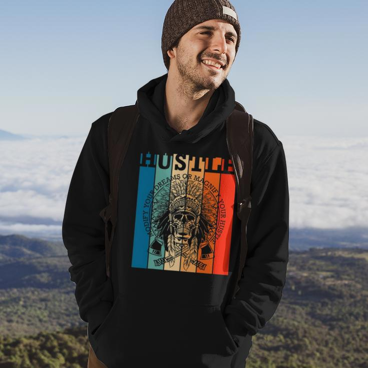 Hustle Retro Native American Indian Hip Hop Music Lover Gift Hoodie Lifestyle