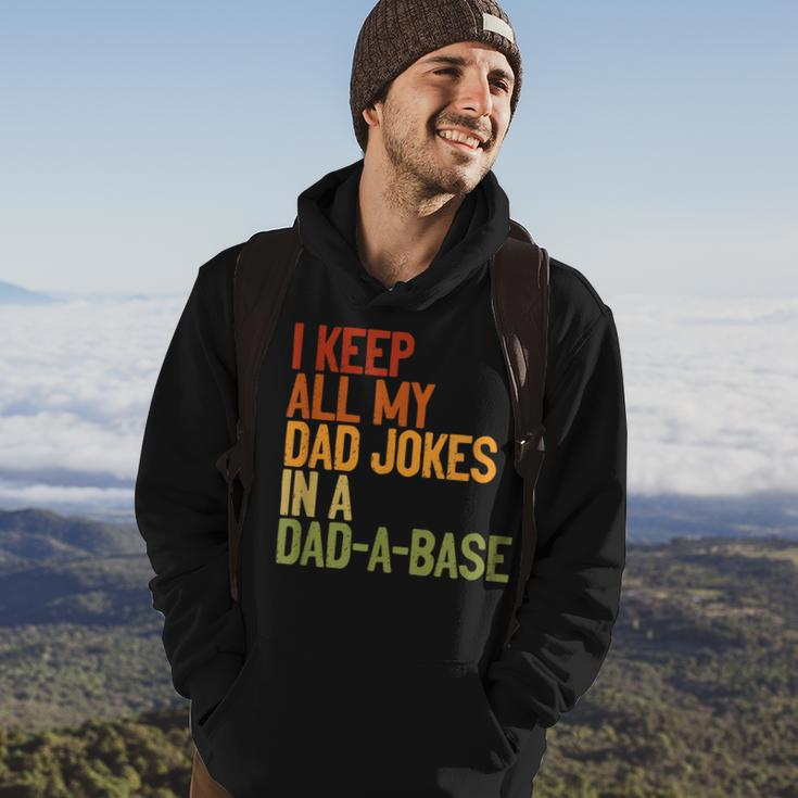 I Keep All My Dad Jokes In A Dad-A-Base Vintage Fathers Day Hoodie Lifestyle