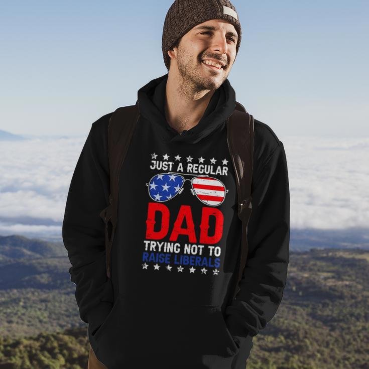 Just A Regular Dad Trying Not To Raise Liberals Voted Trump Hoodie Lifestyle
