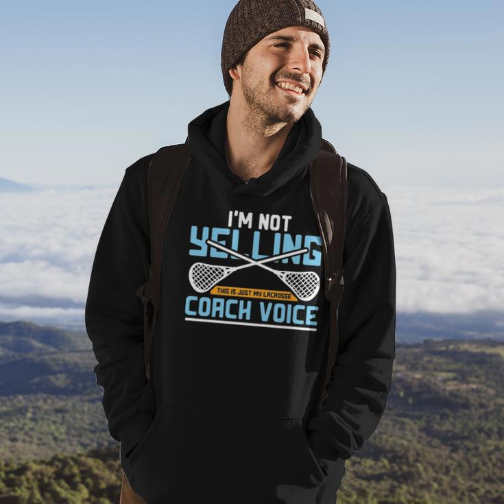Lacrosse Coach Gift Lax Sticks Funny Coach Voice Hoodie Lifestyle