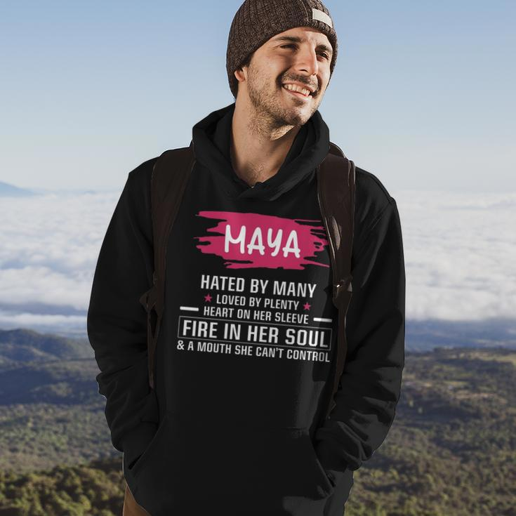 Maya Name Gift Maya Hated By Many Loved By Plenty Heart On Her Sleeve Hoodie Lifestyle