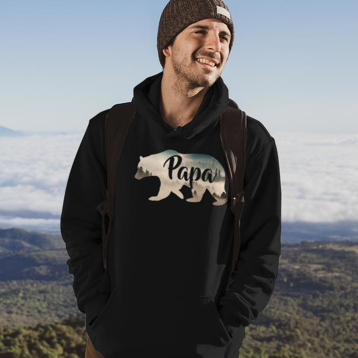 Men Papa Bear & Forest Awesome Camping Gift Hoodie Lifestyle