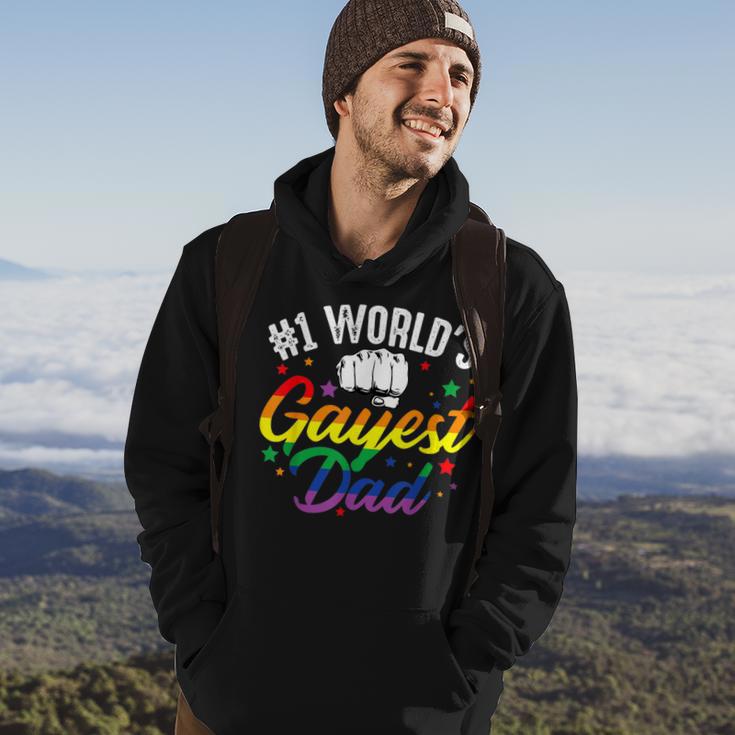 Mens 1 Worlds Gayest Dad Funny Fathers Day Lgbt Pride Rainbow 14 Shirt Hoodie Lifestyle