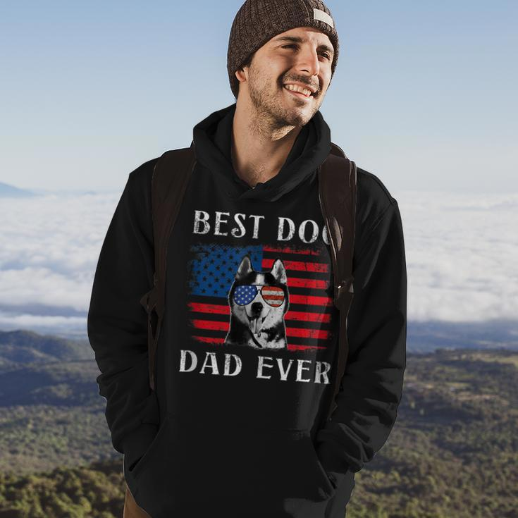 Mens Best Dog Dad Ever Husky American Flag 4Th Of July Hoodie Lifestyle