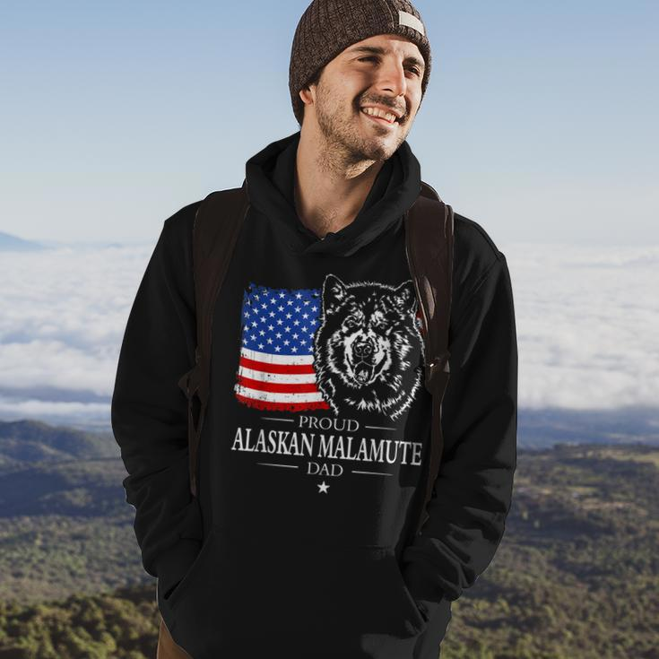Mens Proud Alaskan Malamute Dad American Flag Patriotic Dog Gift Hoodie Lifestyle