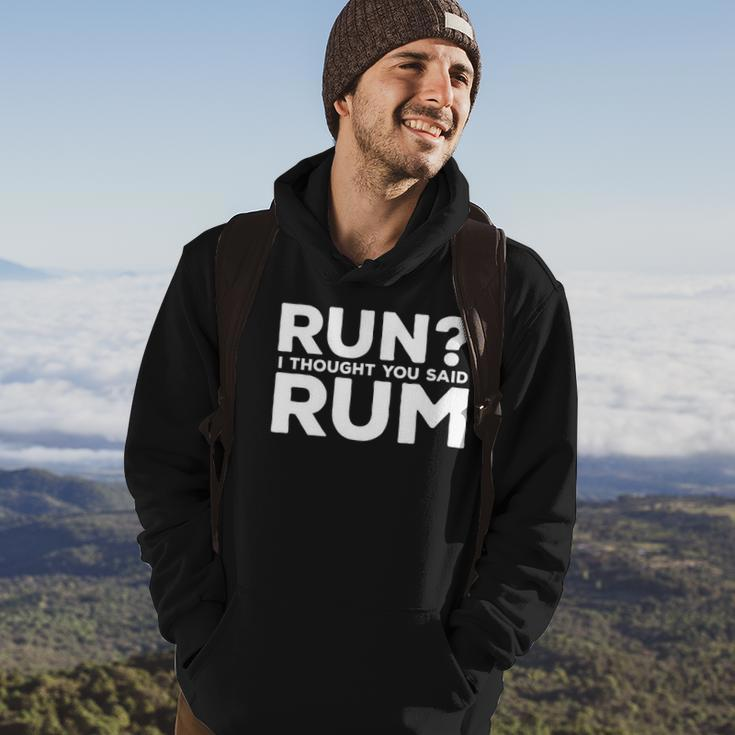 Mens Run I Thought You Said Rum Funny Alcohol Runner Rum Lover Hoodie Lifestyle