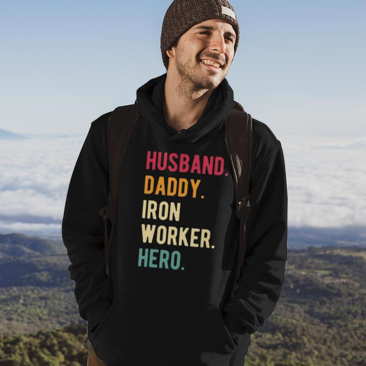 Mens Vintage Husband Daddy Iron Worker Hero Fathers Day Gift Hoodie Lifestyle