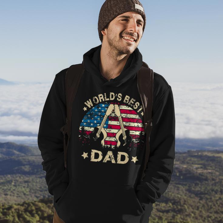 Mens Worlds Best Guitar Dad4Th Of July American Flag Hoodie Lifestyle