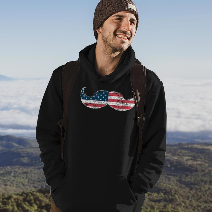 Mustache Silhouette American Flag Funny Usa July 4Th Hoodie Lifestyle