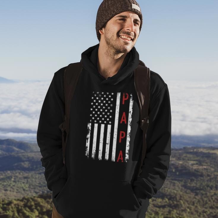 Papa With Us American Flag Hoodie Lifestyle