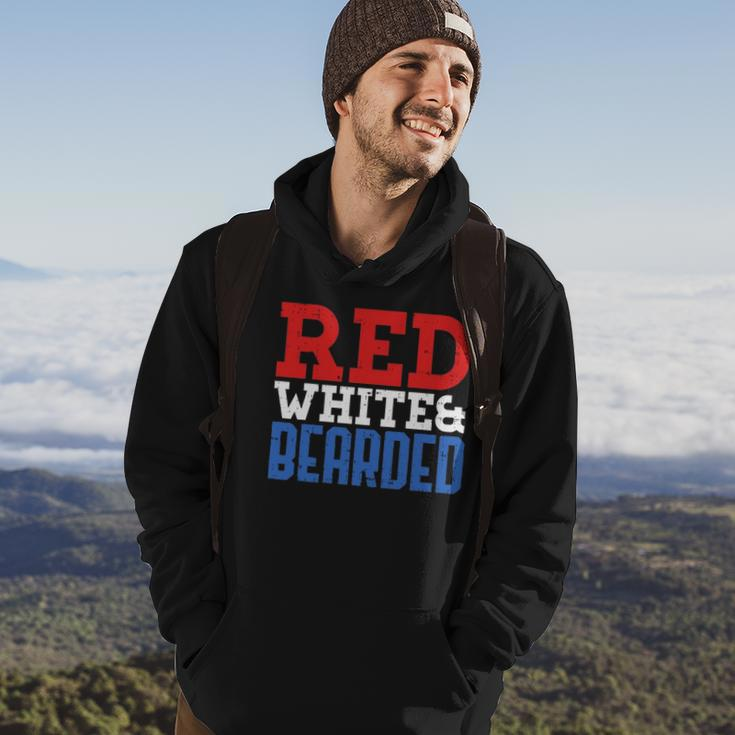 Red White And Bearded Funny 4Th Of July Pride Patriot Men Hoodie Lifestyle