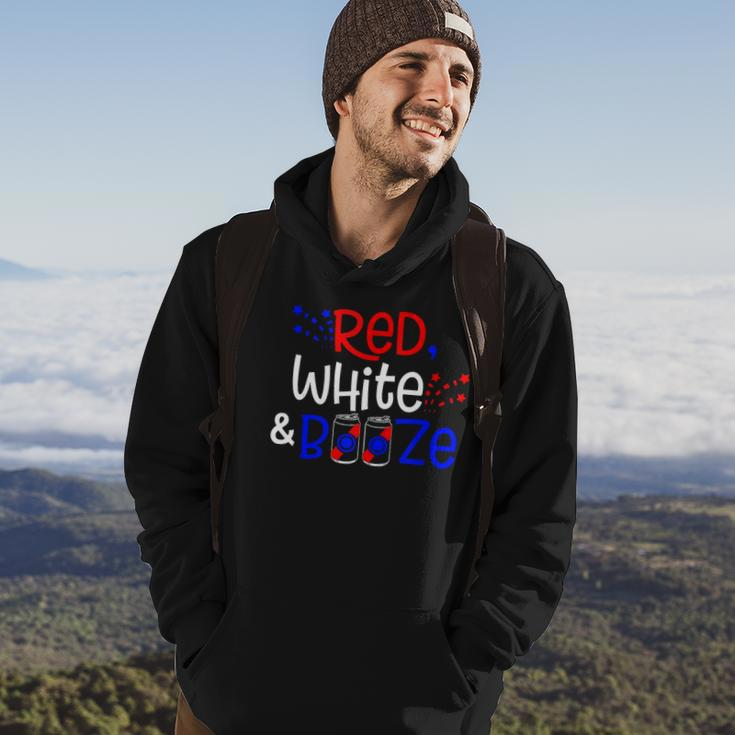 Red White And Booze Funny Adult 4Th Of July Hoodie Lifestyle