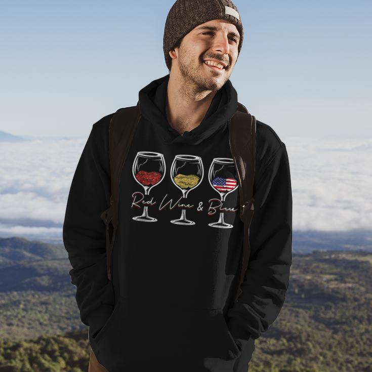 Red Wine & Blue 4Th Of July Wine Red White Blue Merica Usa Hoodie Lifestyle