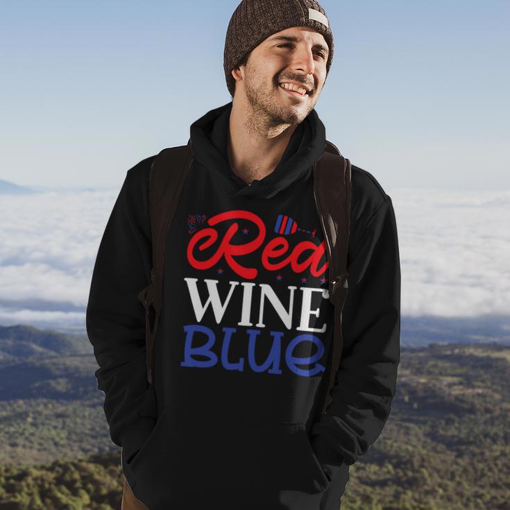 Red Wine Blue 4Th Of July Wine Red White Blue Wine Glasses V2 Hoodie Lifestyle