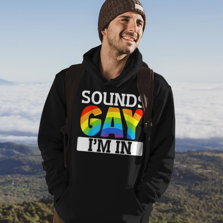 Sounds Gay Im In Funny Lgbt Gay Pride Bi-Pride Hoodie Lifestyle