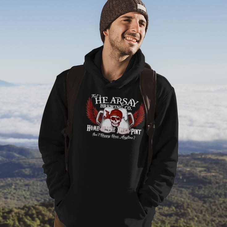 Thats Hearsay Brewing Co Home Of The Mega Pint Funny Skull Hoodie Lifestyle