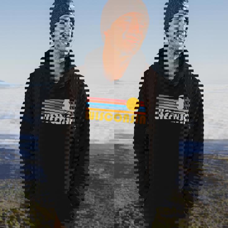 Wisconsin Retro Sunset - Wisconsin Hoodie Lifestyle