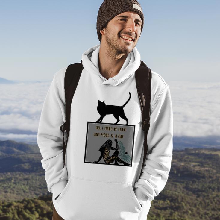 All I Need Is Love And Yoga And A Cat Lovers Gift For Yoga Lovers Funny Cat Hoodie Lifestyle