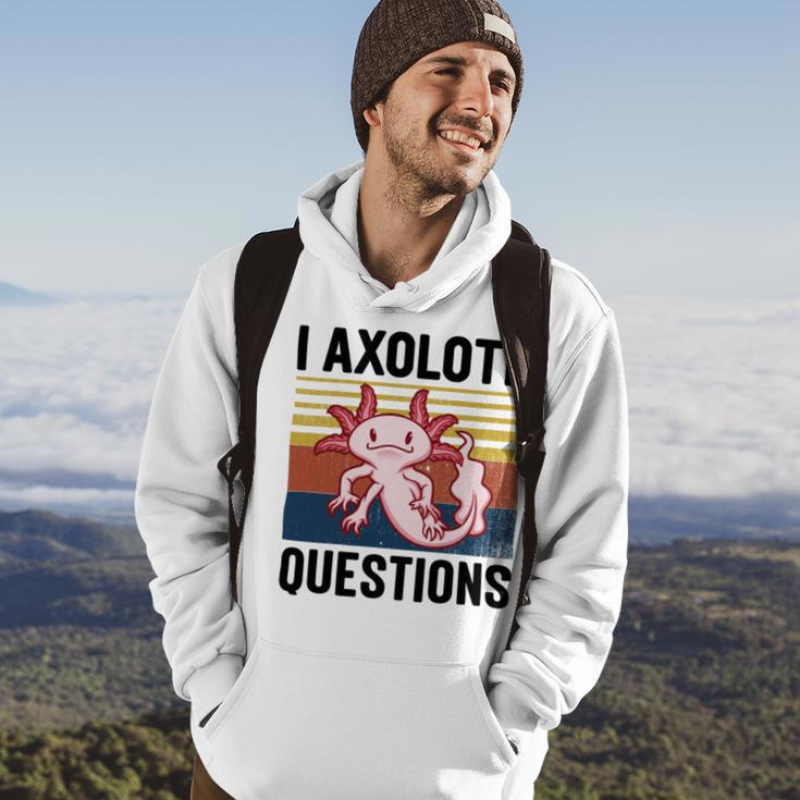 Axolotl Questions I Ask A Lot Of Questions Pun Vintage Hoodie Lifestyle