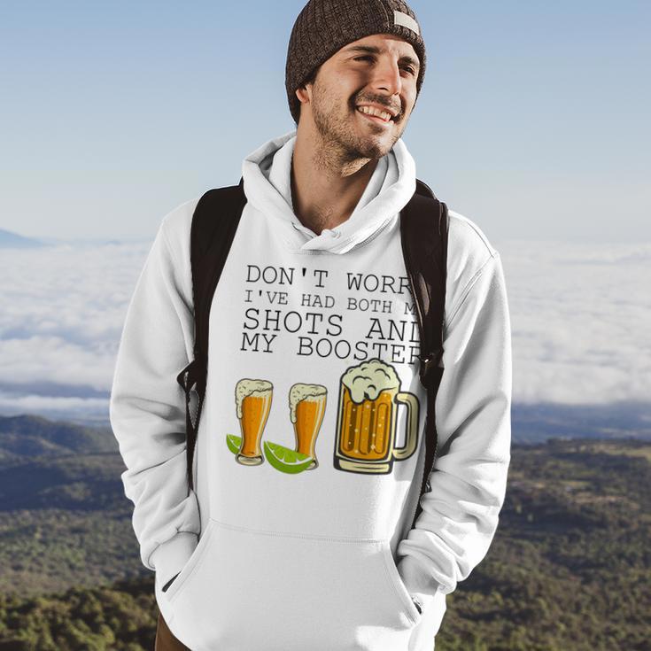 Beer Drinking Dont Worry Ive Had Both My Shots And Booster V2 Hoodie Lifestyle