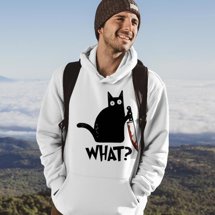 Cat What Murderous Black Cat With Knife Hoodie Lifestyle