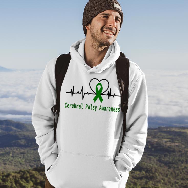 Cerebral Palsy Awareness Heartbeat Green Ribbon Cerebral Palsy Cerebral Palsy Awareness Hoodie Lifestyle