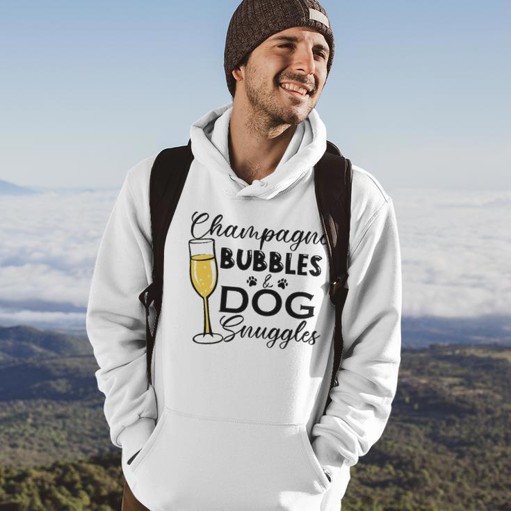 Champagne Bubbles & Dog Snuggles Dog Person Hoodie Lifestyle