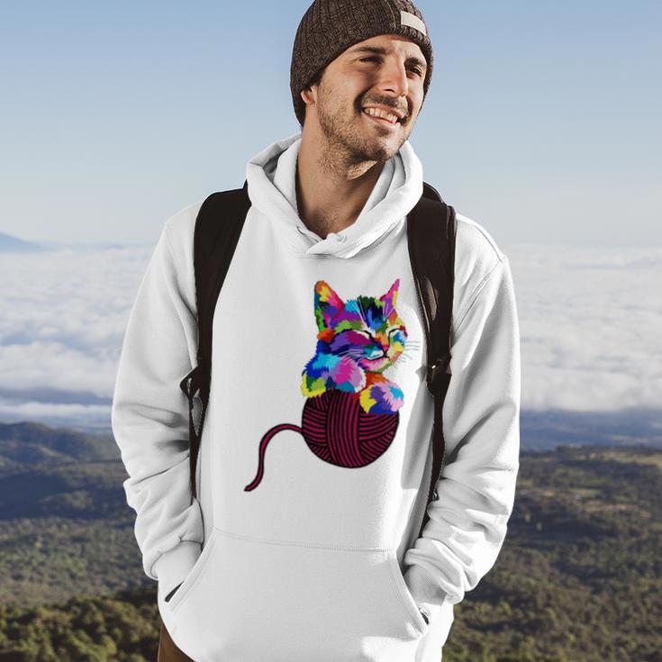 Cute Cat Gift For Kitten Lovers Colorful Art Kitty Adoption Hoodie Lifestyle