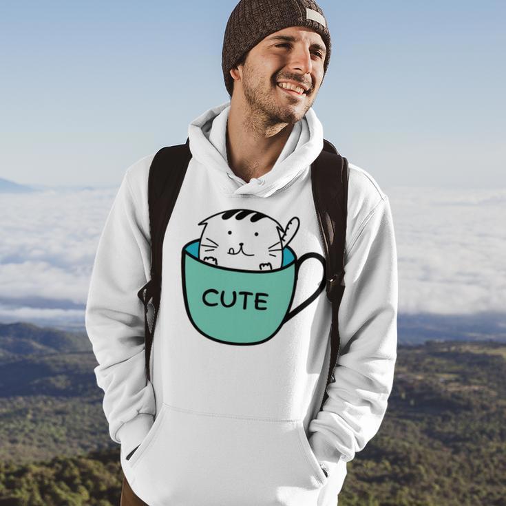 Cute Cat In Mug Hoodie Lifestyle