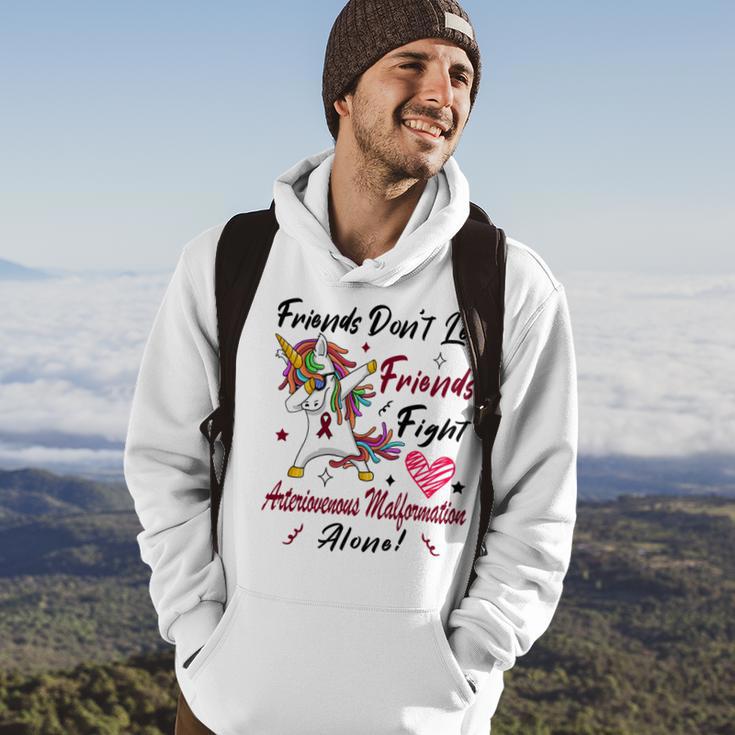 Friends Dont Let Friends Fight Arteriovenous Malformation Alone Unicorn Burgundy Ribbon Arteriovenous Malformation Support Arteriovenous Malformation Awareness Hoodie Lifestyle