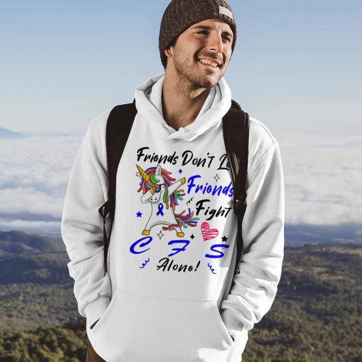 Friends Dont Let Friends Fight Chronic Fatigue Syndrome Cfs Alone Unicorn Blue Ribbon Chronic Fatigue Syndrome Support Cfs Awareness Hoodie Lifestyle