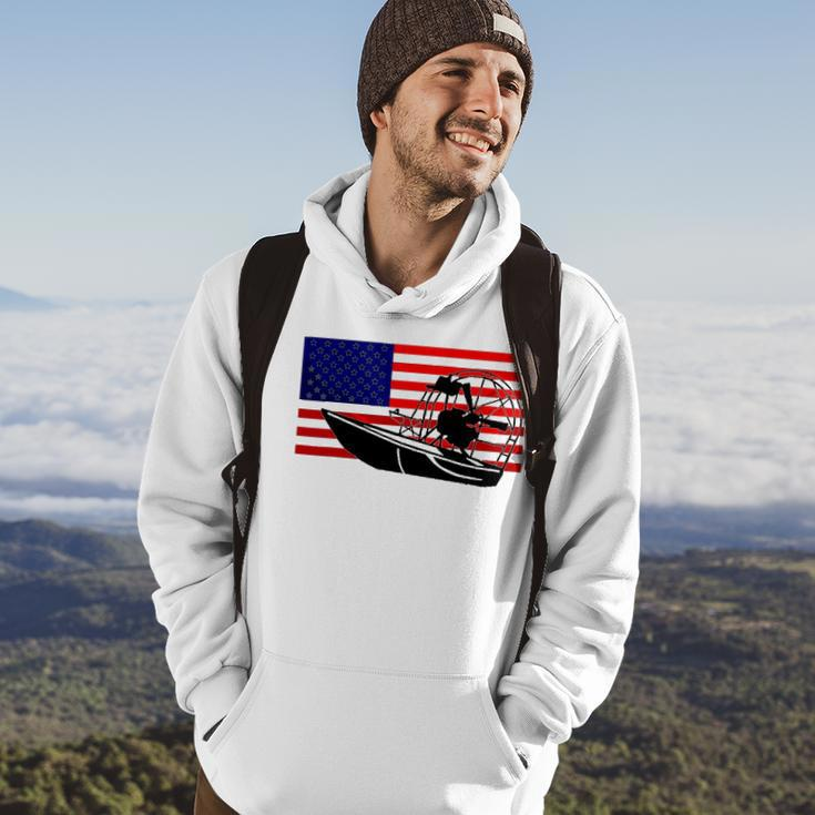 Funny Airboat Us Flag Gift For Men Cool 4Th Of July Captain Hoodie Lifestyle