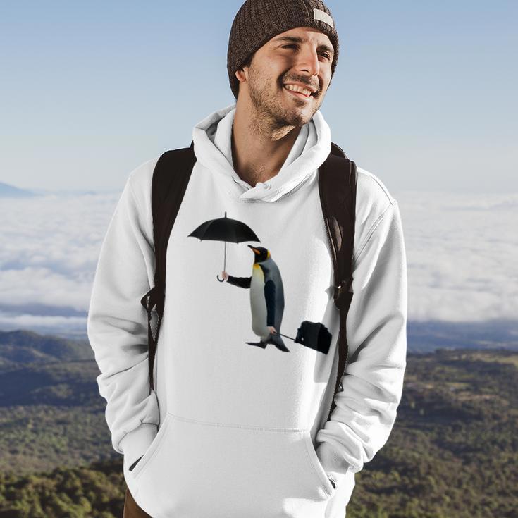 Funny Business Penguin Birds With Human Hands Hoodie Lifestyle