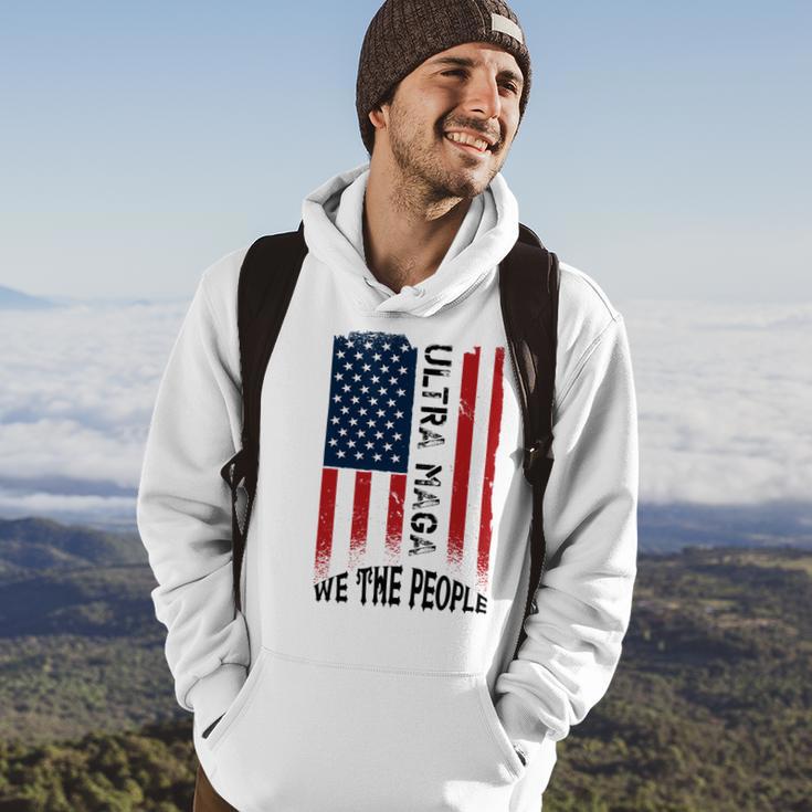 Funny Ultra Maga Vintage American Flag Ultramaga Retro Hoodie Lifestyle