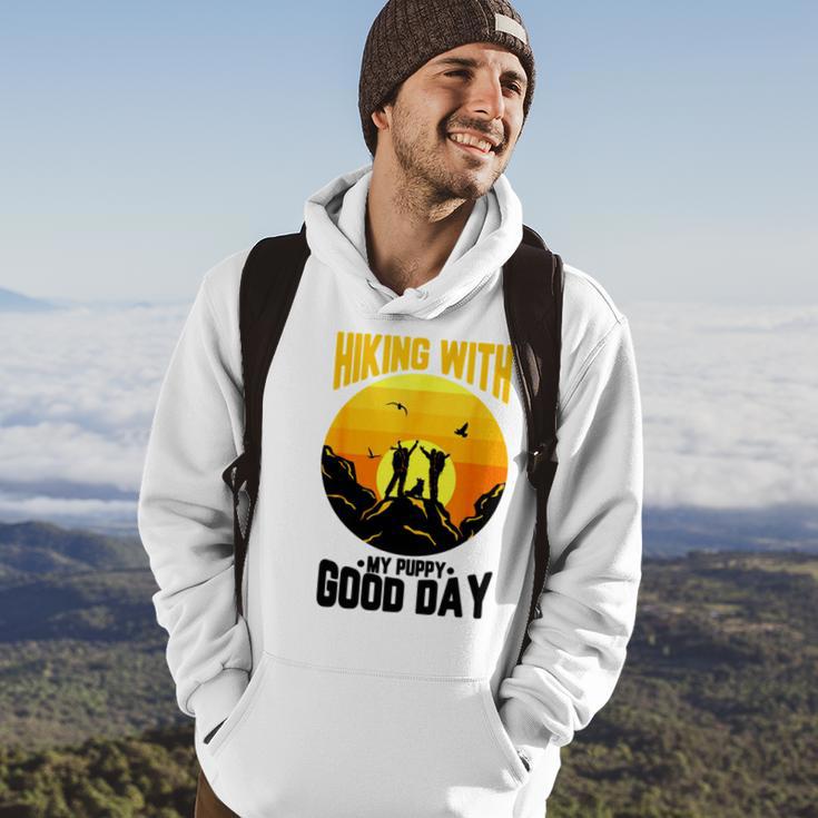 Hiking With My Puppy Good Day Hoodie Lifestyle