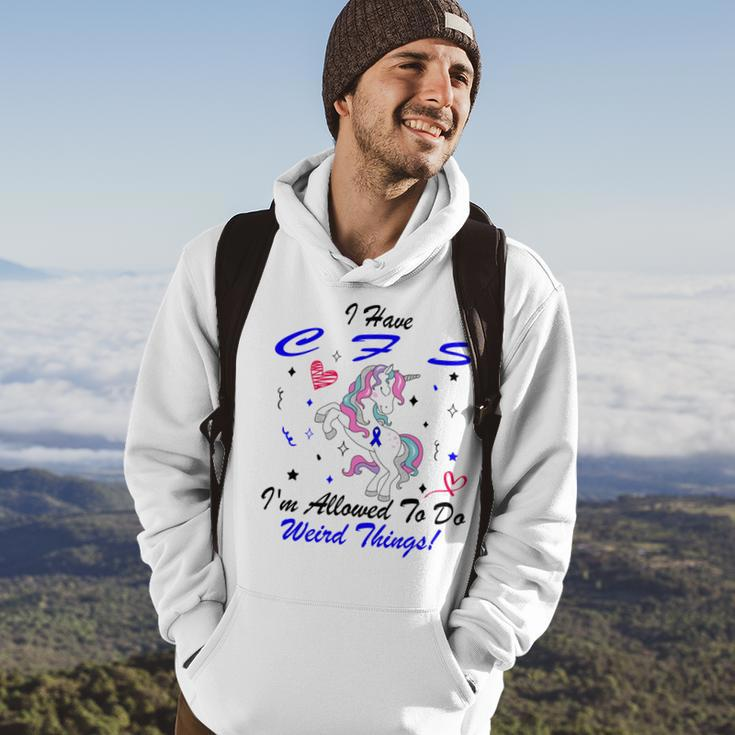 I Have Chronic Fatigue Syndrome Cfs Im Allowed To Do Weird Things Unicorn Blue Ribbon Chronic Fatigue Syndrome Support Cfs Awareness Hoodie Lifestyle