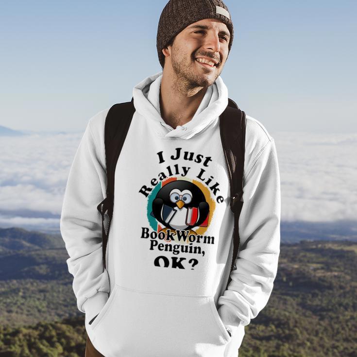 I Really Like Book Worm Penguin Ok Hoodie Lifestyle