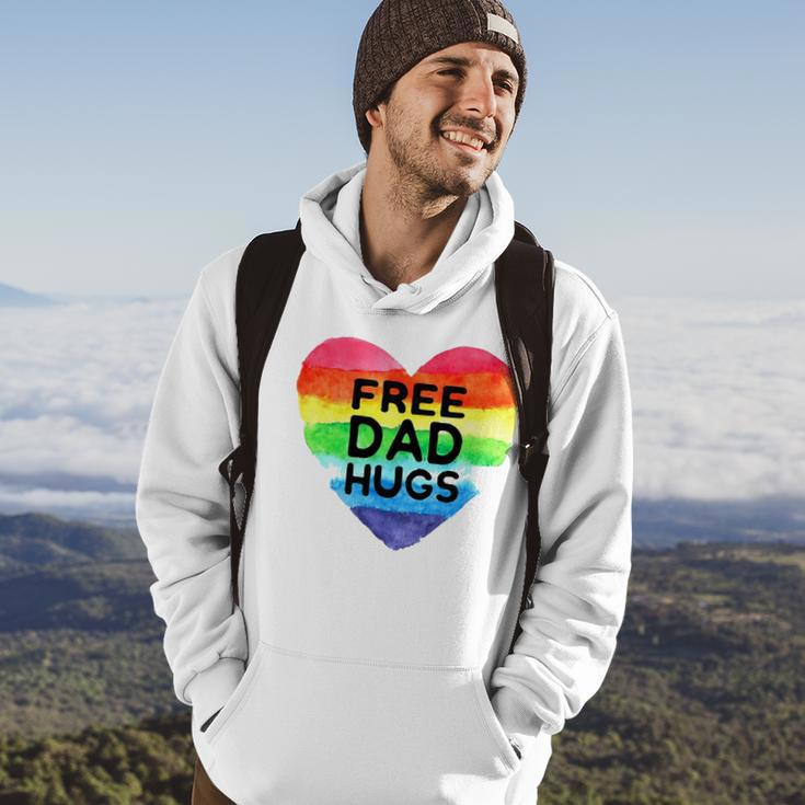 Mens Free Dad Hugs Rainbow Heart Flag Gay Lgbt Pride Month Hoodie Lifestyle