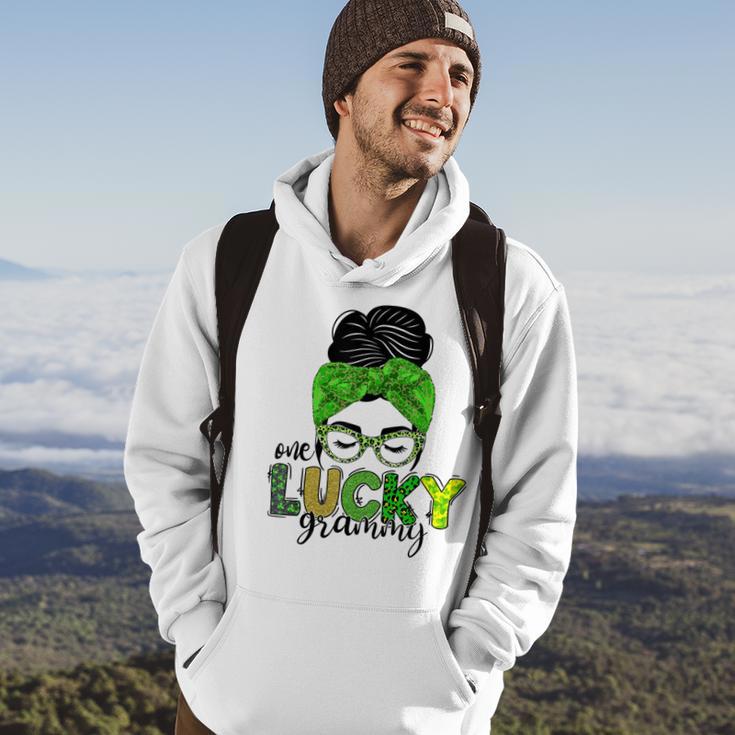 One Lucky Grammy Life Messy Bun St Patricks Day Irish Hoodie Lifestyle