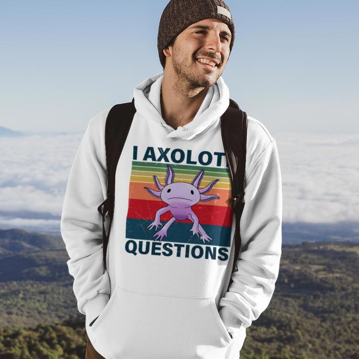 Retro I Axolotl Questions Funny Cute Axolotl Hoodie Lifestyle