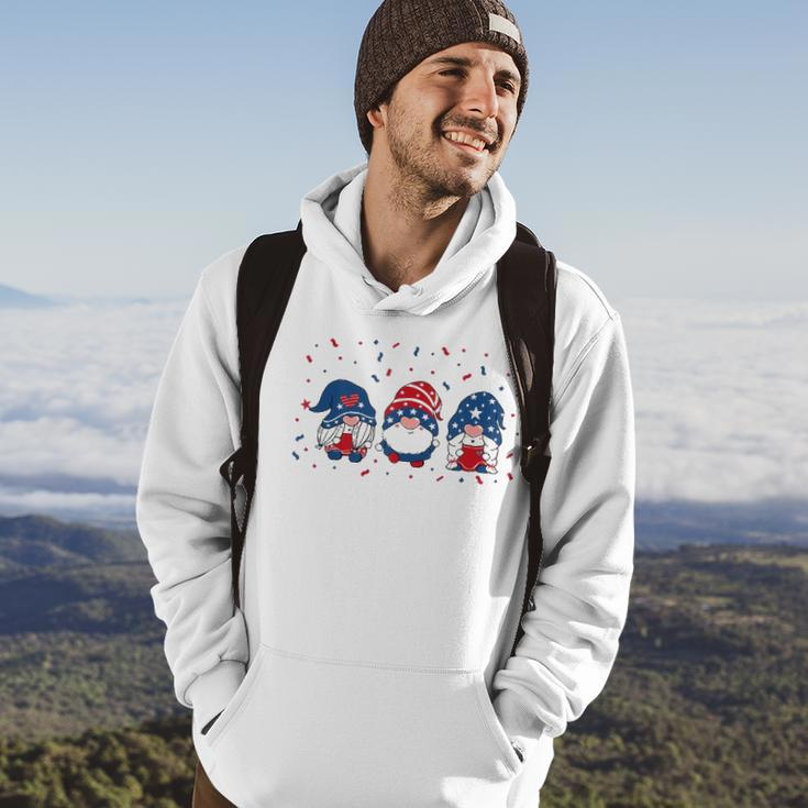 Three Gnomes Celebrating Independence Usa Day 4Th Of July Hoodie Lifestyle