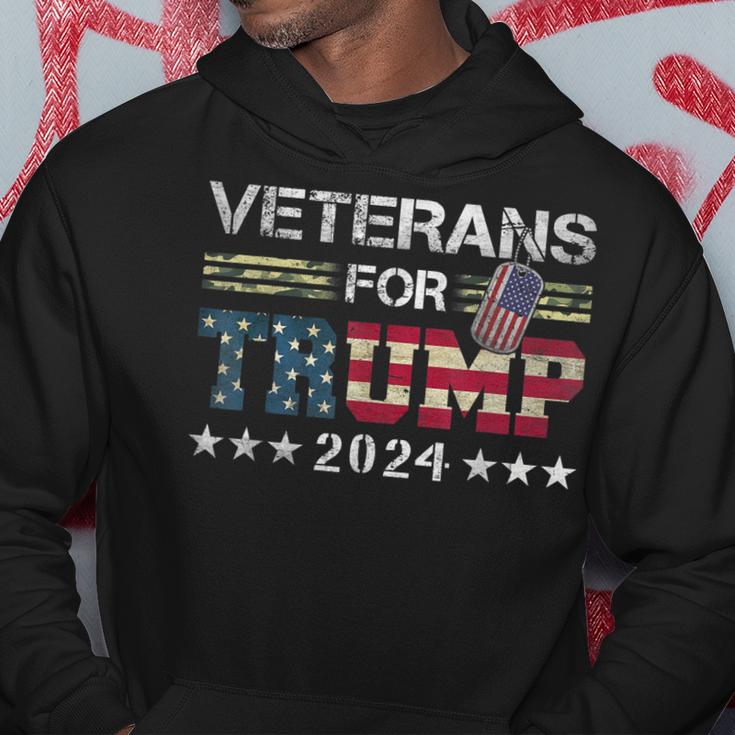 Dad Grandpa Veterans For Trump 2024 American Flag Camo  Hoodie