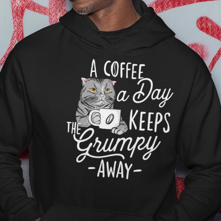 A Coffee A Day Keeps The Grumpy Away - Coffee Lover Caffeine Hoodie Unique Gifts